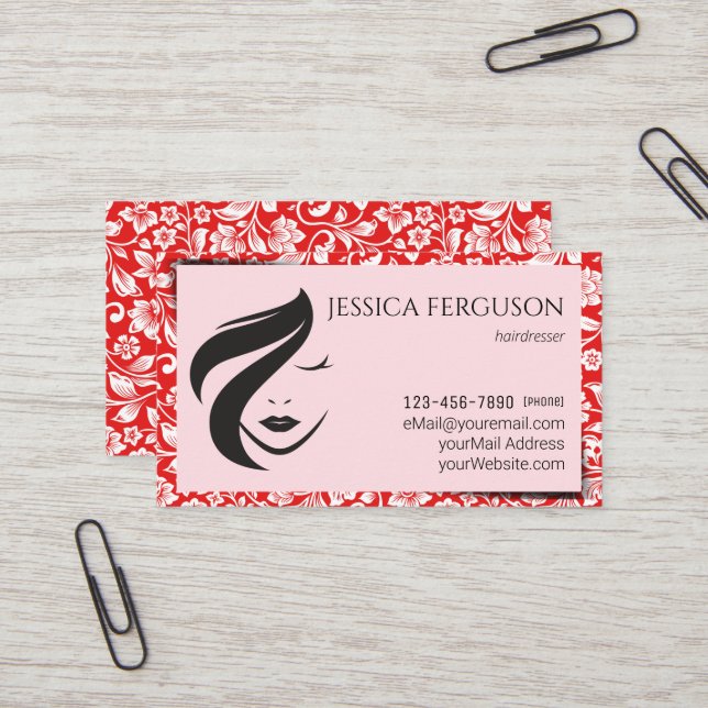 Hairdresser Moderno Flower Design Tarjeta de prese (Anverso/Reverso In Situ)