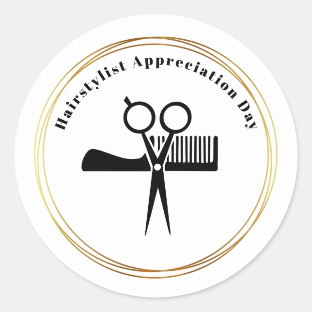 Hairstylist Apreciation Day Scissors Comb Pegatina (Anverso)