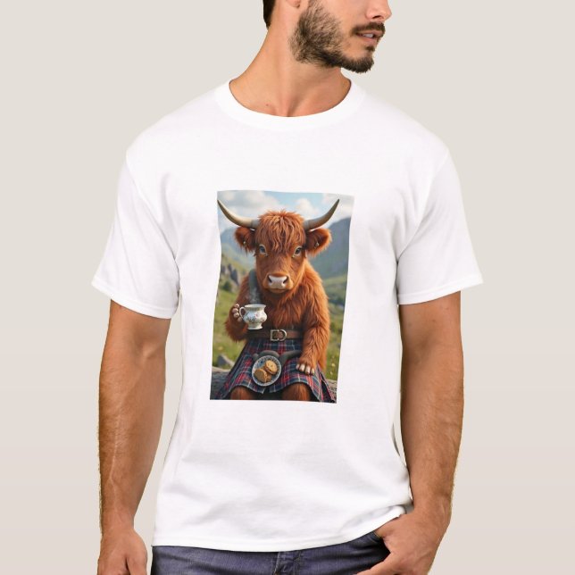 Hairy Coo Cow tomando camiseta (Anverso)