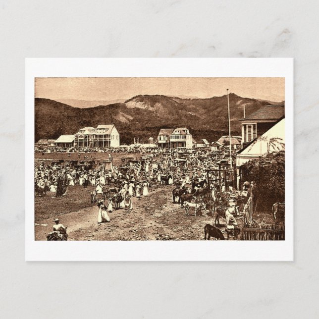 Haití, postal antigua del mercado de Puerto Prínci (Anverso)
