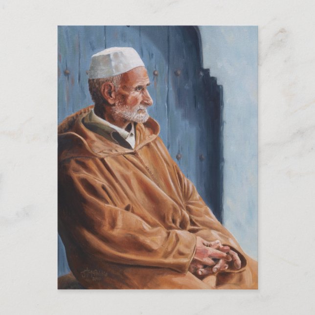 Haj - pintura de postal de un marroquí (Anverso)
