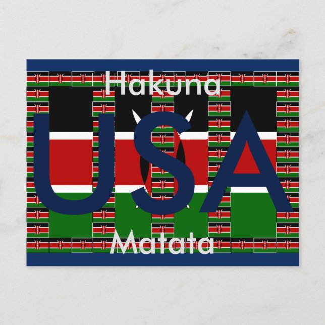 Hakuna Matata EE.UU. Kenia Postal verde rojo negro (Anverso)