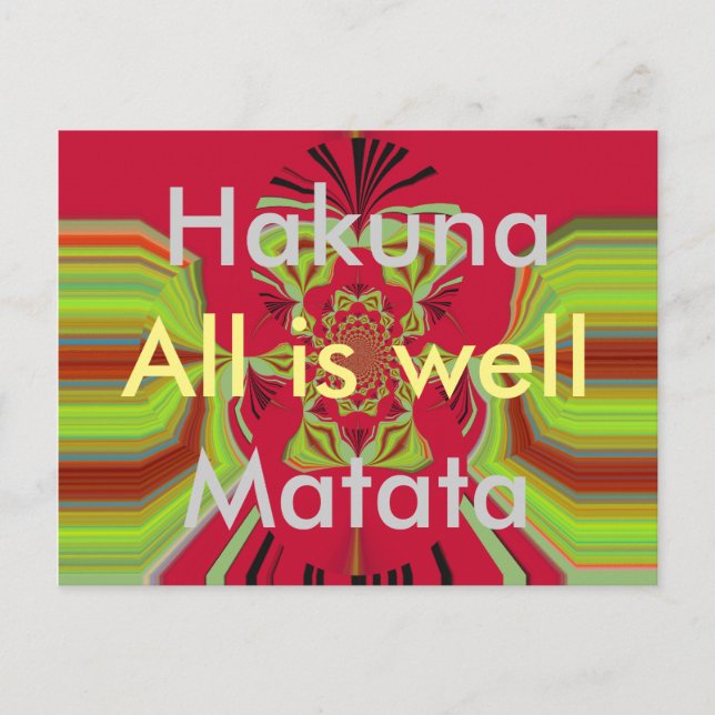 Hakuna Matata todo está bien, patrón de postales (Anverso)