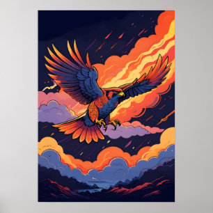 Halcón de Fuego en Vuelo – Arte Épico del Cielo co