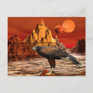Halcón en la postal de las montañas rojas