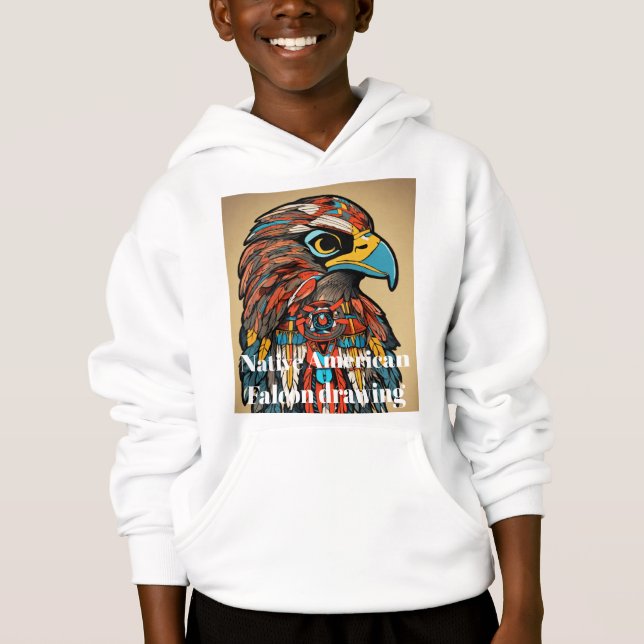 "Halcón nativo americano" Hoodie de pullover para  (Anverso)
