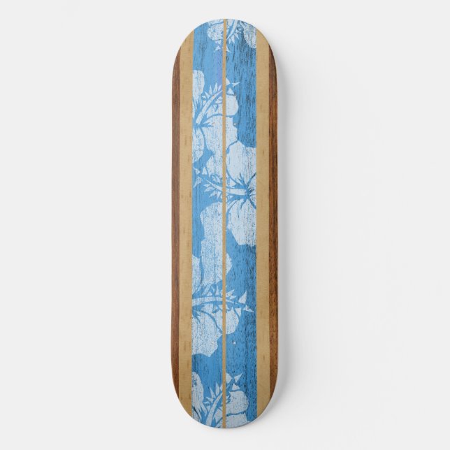 Haleiwa Vintage Surf Faux Wood Skateboard (Anverso)