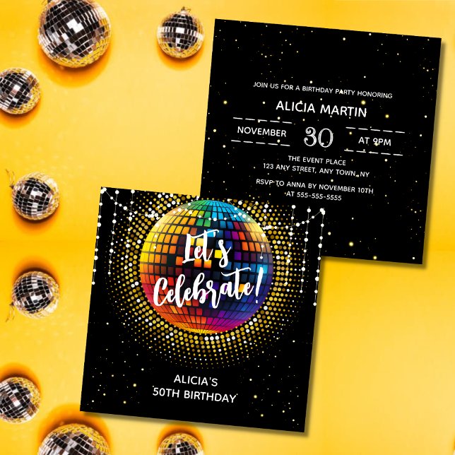 Halftone disco celebremos la invitación de cumplea (Subido por el creador)