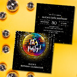 Halftone disco Let's Fiesta Birthday Invitation
