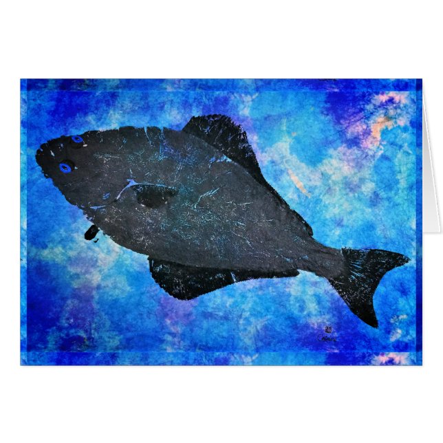 Halibut - Tarjeta de arte de 7" x 5" (Anverso (Horizontal))