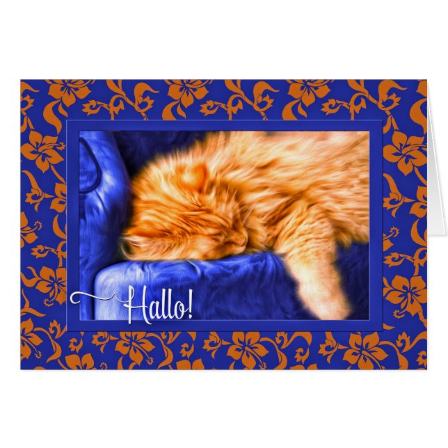 ¡Hallo! Tabby Cat Blue, Naranja de idioma alemán (Anverso (Horizontal))
