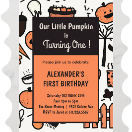 Halloween 1º cumpleaños invitaciones otoño oct