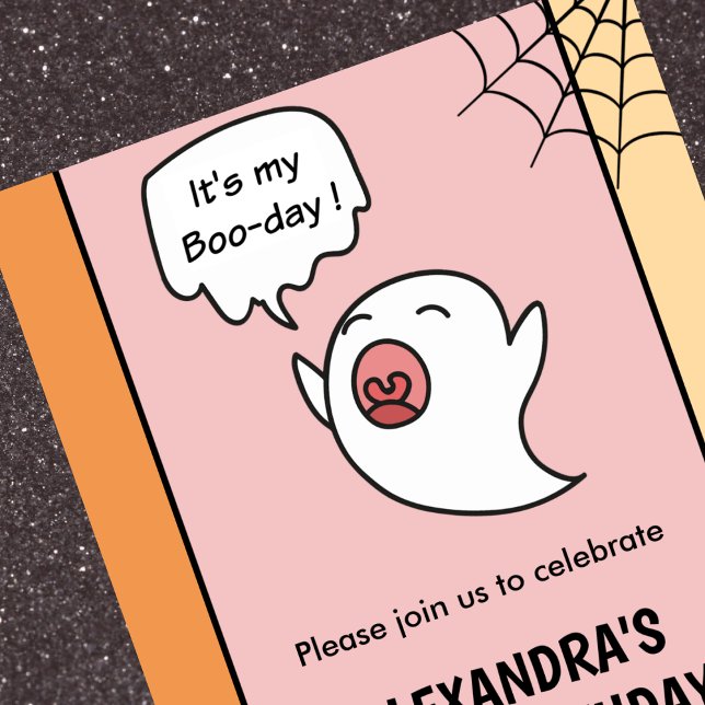 Halloween 1er cumpleaños invitaciones rosado peque (Halloween-1st-birthday-invitations-pink-little-boo-1)