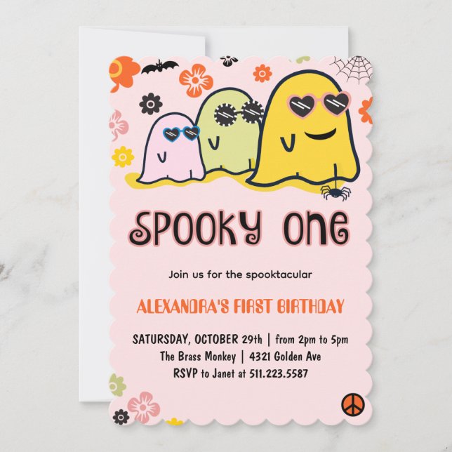 Halloween 1er cumpleaños invitaciones Spooky un ro (Anverso)