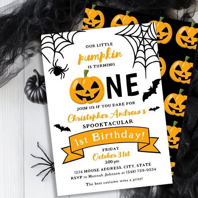 Halloween 1er cumpleaños Pequeña Invitación a cala (Subido por el creador)