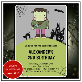 Halloween 2º cumpleaños invitaciones lindo Monster