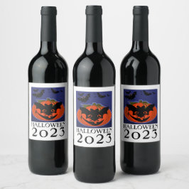 Halloween 2023 Calabaza con etiqueta de vino de má