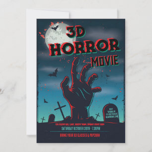 Halloween 3D Movie Horror Party Invitación