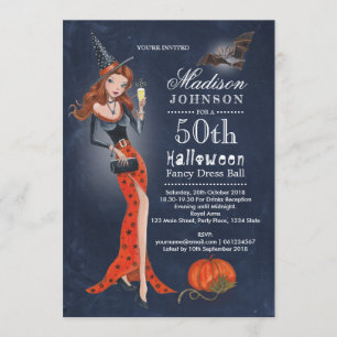 Halloween 50.ª fiesta de cumpleaños Invitación