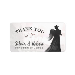Halloween Amantes Silhouette Gracias Boda Etiqueta