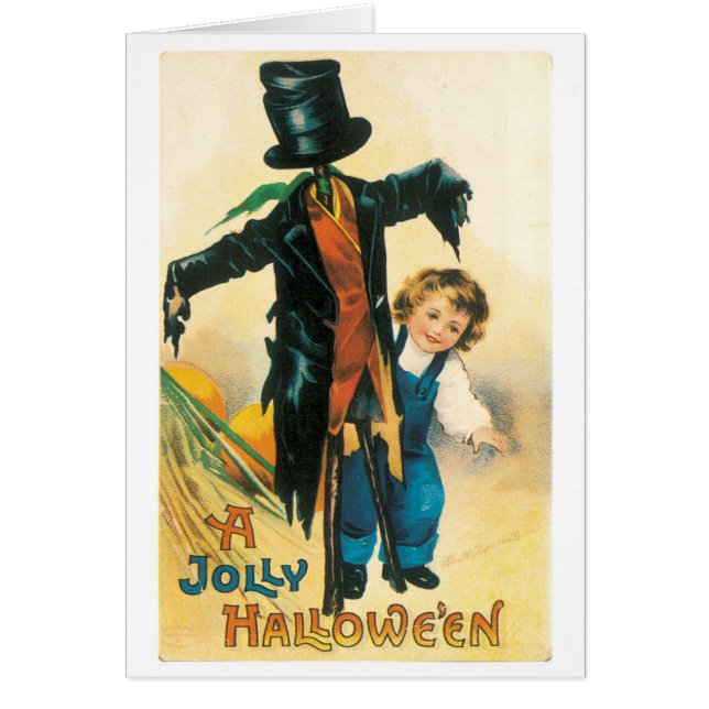 Halloween anticuado, espantapájaros y niños (Frente)