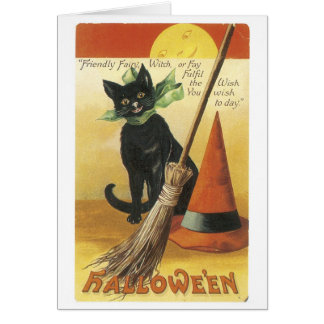 Halloween anticuado, gato negro