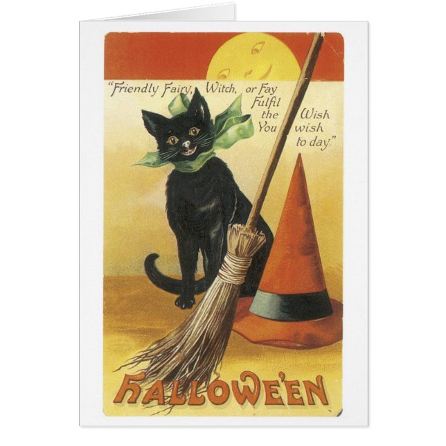 Halloween anticuado, gato negro (Frente)