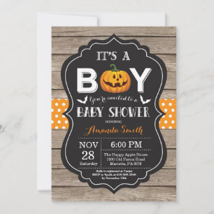Halloween Baby Boy Invitación a la ducha Madera Rú