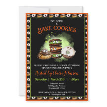 Halloween Baking Cookie Exchange Party Invitación