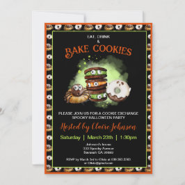 Halloween Baking Cookie Exchange Party Invitación