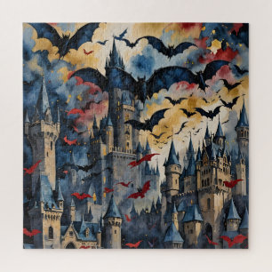 Halloween bats Gouache Jigsaw Puzzle