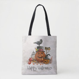 Halloween Black Bird and Pumpkins | Bolso de tela