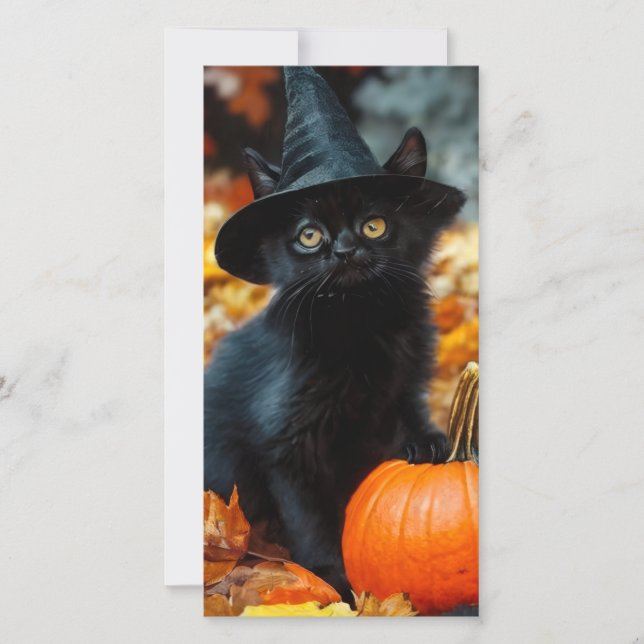 Halloween Black Cat and Pumpkin Card (Anverso)