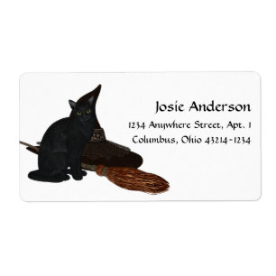 Halloween Black Cat Wites Gorra Etiquetas de direc