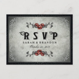 Halloween Black Gray & Heart MENU RSVP