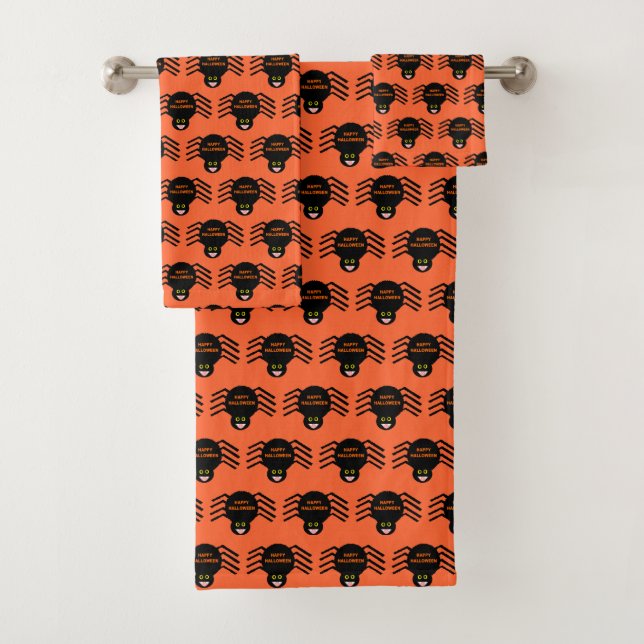 Halloween Black Spider Pattern Toallas (In situ)