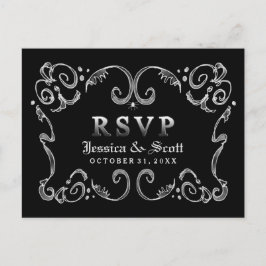 Halloween Black White Gothic Scroll RSVP MENU