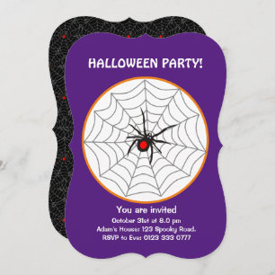 Halloween Black Widow Spider Invitación sobre el m