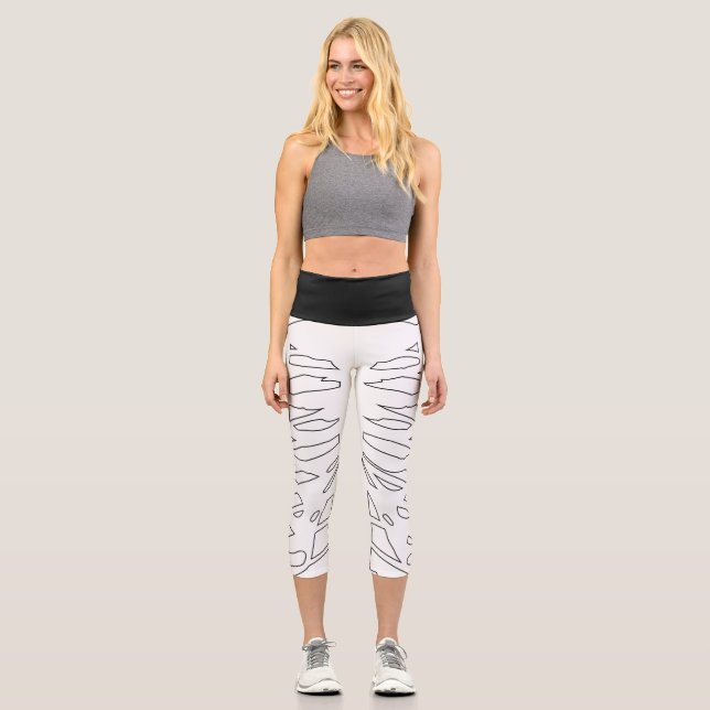 halloween blanco negro costilla raspón leggings (Anverso)
