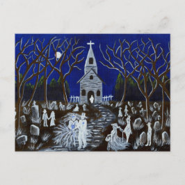 Halloween, boda, cementerio, fantasmas, postal