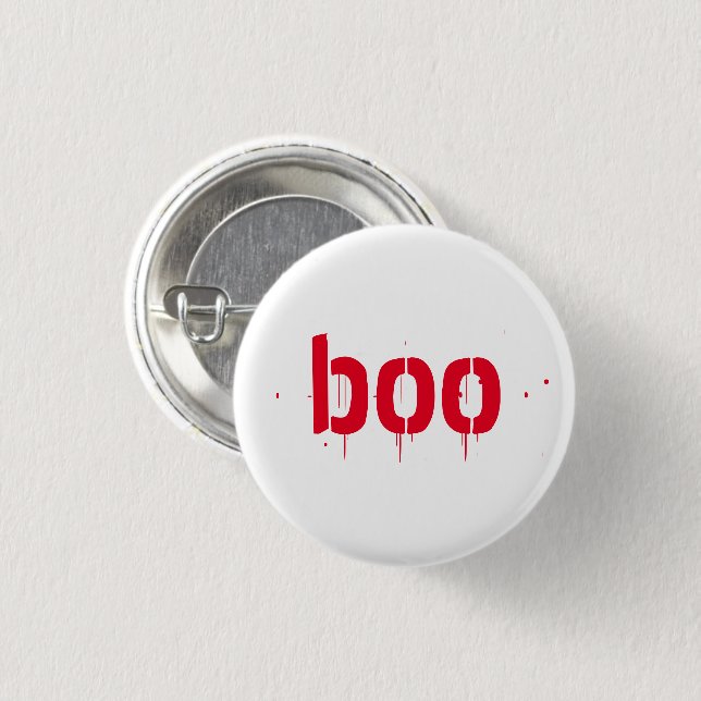 Halloween boo botón rojo de miedo (Anverso y reverso)