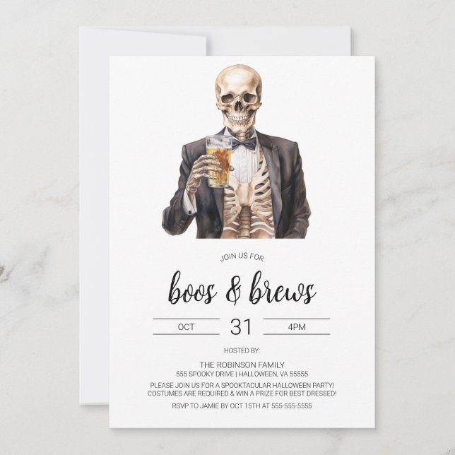 Halloween Boos & Brews Invitación a la fiesta para (Anverso)