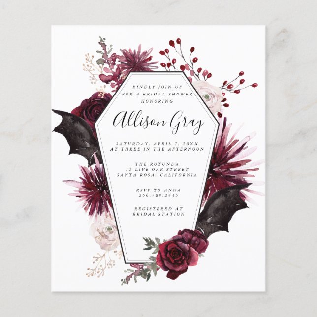 Halloween Bridal Shower | Folleto presupuestario (Frente)