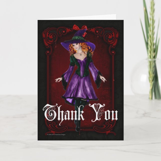 Halloween Bruja 6 Gracias Tarjeta De Saludo (Anverso)
