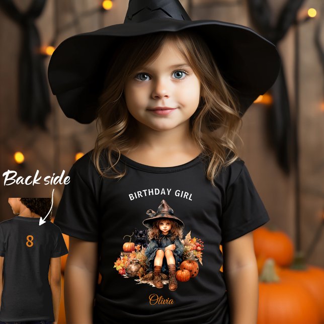 Halloween Bruja cumpleaños Chica nombre camiseta n (Halloween Witch Birthday Girl Name Black T-Shirt)