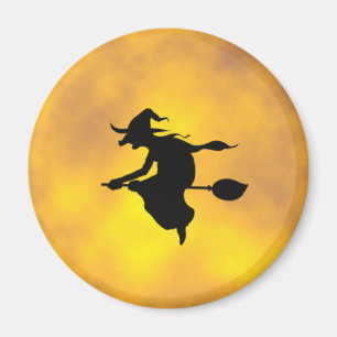 Halloween Bruja en imán de broomstick Imán de bruj