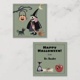 Halloween bruja feliz con tarjeta de inscripción p