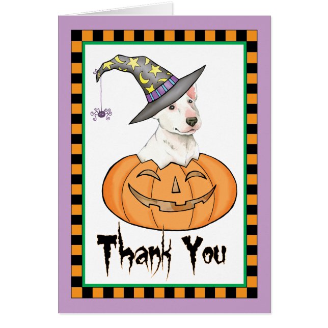 Halloween Bull Terrier Gracias tarjeta (Frente)