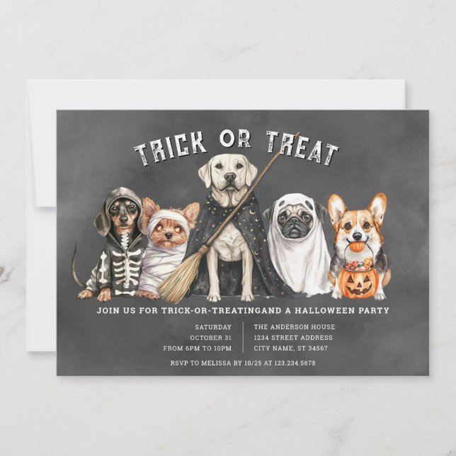 Halloween Cachorros tramposos o invitaciones a fie (Anverso)