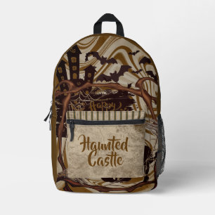 Halloween, Castillo Embrujado, Mochila Impresa Vin